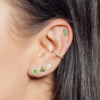 Trinity Multi Tourmaline 14k White Gold Flat Back Threadless Stud Earring - Nina Wynn