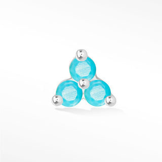 Trinity Turquoise 14k White Gold Flat Back Threadless Stud Earring - Nina Wynn