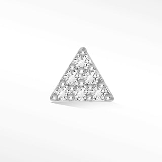 Diamond Pyramid 14k White Gold Flat Back Threadless Stud Earring - Nina Wynn