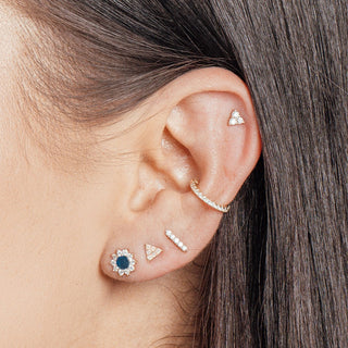 Diamond Pyramid 14k White Gold Flat Back Threadless Stud Earring - Nina Wynn