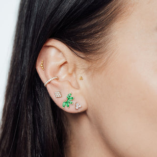 14k Diamond Flat Back Threadless Stud Earring - Nina Wynn