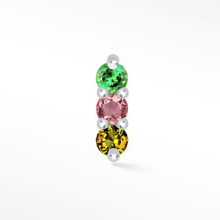 3 Scones Multi Tourmaline 14k White Gold Flat Back Threadless Stud Earring - Nina Wynn