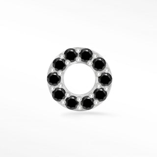 Donut in Black Diamond 14k White Gold Flat Back Threadless Stud Earring - Nina Wynn