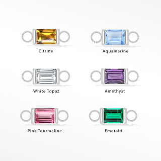 Baguette 5x3mm Natural Gemstone Silver Connectors Pack of 5 colors for Permanent Jewelry - Nina Wynn