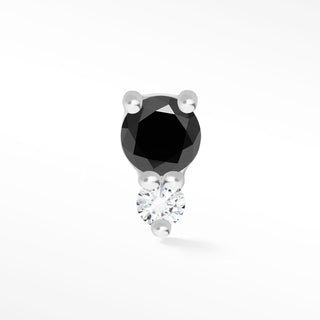 Black Spinel & Diamond 14k White Gold Flat Back Threadless Stud Earring - Nina Wynn