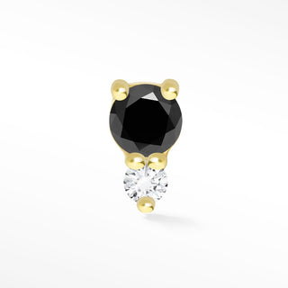 Black Spinel & Diamond 14k Yellow Gold Flat Back Threadless Stud Earring - Nina Wynn