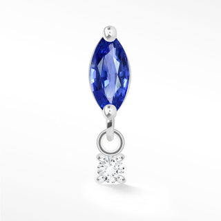 Blue Sapphire & Diamond 14k White Gold Flat Back Threadless Stud Earring - Nina Wynn