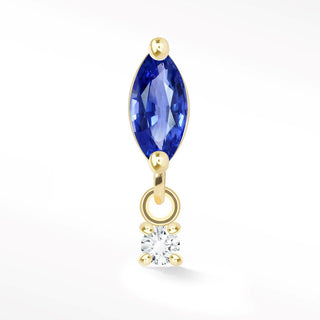 Blue Sapphire & Diamond 14k Yellow Gold Flat Back Threadless Stud Earring - Nina Wynn