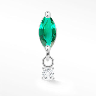 Emerald & Diamond 14k White Gold Flat Back Threadless Stud Earring - Nina Wynn