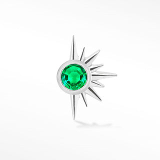 Emerald 14k White Gold Flat Back Threadless Stud Earring - Nina Wynn