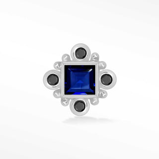 Blue Sapphire & Diamond 14k White Gold Flat Back Threadless Stud Earring - Nina Wynn