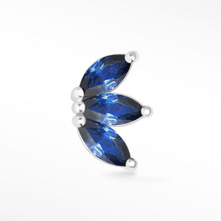Wildling Triple in Blue Sapphire 14k White Gold Flat Back Threadless Stud Earring - Nina Wynn