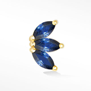 Wildling Triple in Blue Sapphire 14k Yellow Gold Flat Back Threadless Stud Earring - Nina Wynn