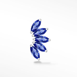 Mama Wildling Blue Sapphire 14k White Gold Flat Back Threadless Stud Earring - Nina Wynn