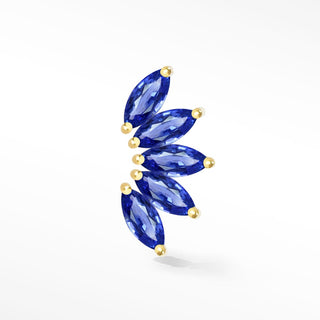 Mama Wildling Blue Sapphire 14k Yellow Gold Flat Back Threadless Stud Earring - Nina Wynn