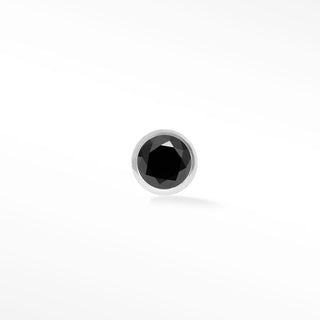 Small Black Diamond 14k White Gold Flat Back Threadless Stud Earring - Nina Wynn