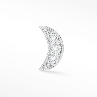 Moon Diamond 14k White Gold Flat Back Threadless Stud Earring - Nina Wynn