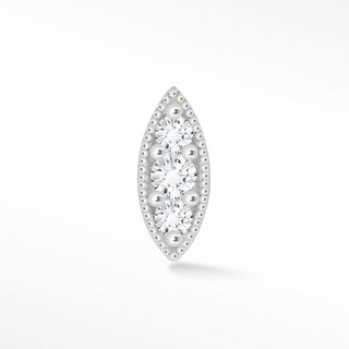 Marquise Diamond 14k White Gold Flat Back Threadless Stud Earring - Nina Wynn