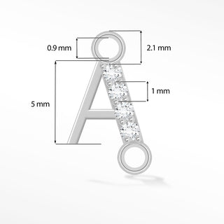 Initial 5mm with Pave Moissanite on Silver Sideways Connectors Pack of 26 letters for Permanent Jewelry - Nina Wynn