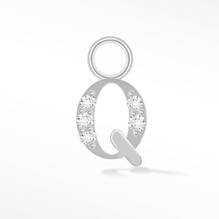 Initial 5mm with Pave Moissanite on Sterling Silver Charms for Permanent Jewelry - Nina Wynn