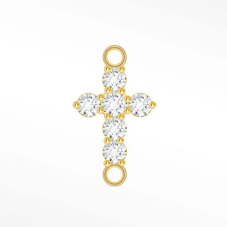 Diamond Cross Small Connectors Oval 14K Yellow for Permanent Jewelry