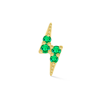 Flat Back Earring Emerald Lightning Bolt 14K Yellow