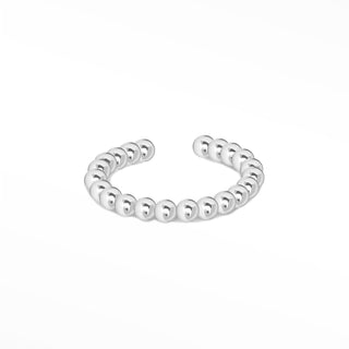Ear Cuff Beaded Sterling Silver Rhodium