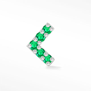 Flat Back Earring Emerald Arrow 14k White