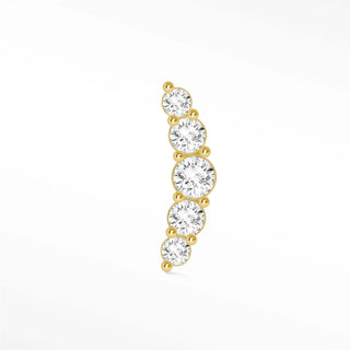 Flat Back Earring Diamond Croissant Pave 14k Yellow