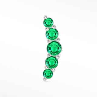 Flat Back Earring Emerald Croissant Pave 14k White