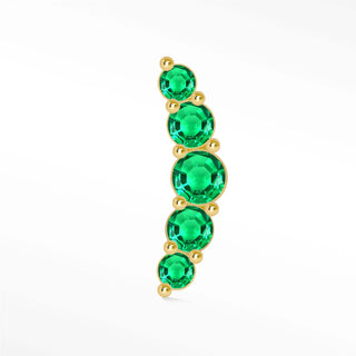Flat Back Earring Emerald Croissant Pave Large 14k Yellow