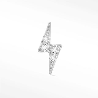Flat Back Earring Diamond Lightning Bolt Med 14k White