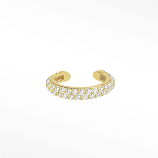 Ear Cuff Diamond Double Row Pave 14K Yellow