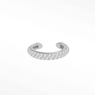 Ear Cuff Moissanite Double Row Pave 14K White