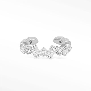 Ear Cuff Diamond Baguette Wave 14K White