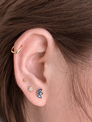 Flat Back Earring Diamond Star 14k Yellow