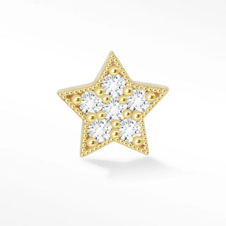 Flat Back Earring Diamond Star 14k Yellow