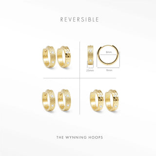 14k Gold Hoop Earrings Florentine Diamond | Wynning Reversible Hoops