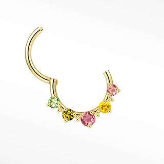 Multi Tourmaline Divine 16G Clicker 14k Yellow