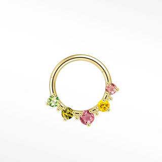 Multi Tourmaline Divine 16G Clicker 14k Yellow