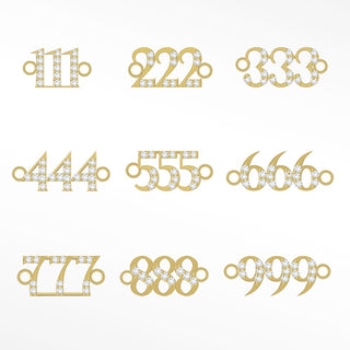 Angel Numbers 6mm Diamond 14k Yellow Gold Connectors for Permanent Jewelry