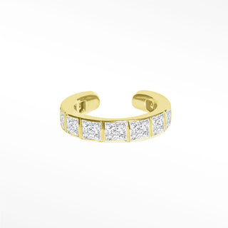 Ear Cuff Moissanite Princess Cut 14K Yellow
