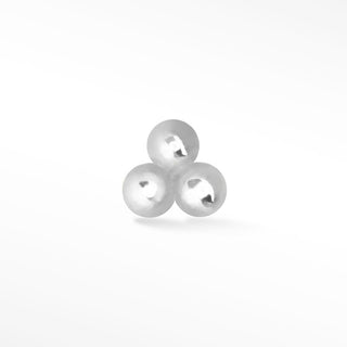 Small Tri-bead in 14k White Gold Flat Back Stud Earring