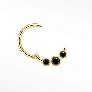 Clicker 16G Black Diamond Bezel Triple 14K Yellow