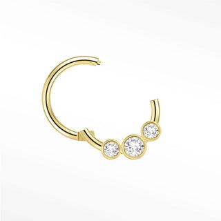 Diamond Round Bezel 16G Clicker 14k Yellow