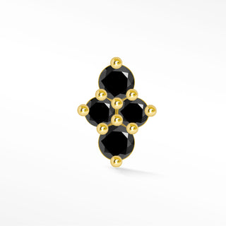 Flat Back Earring Black Diamond Southern Cross 14K Yellow