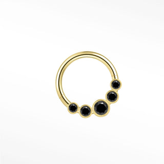 Clicker 16G Black Diamond Bezel Curved 14K Yellow