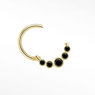 Clicker 16G Black Diamond Bezel Curved 14K Yellow