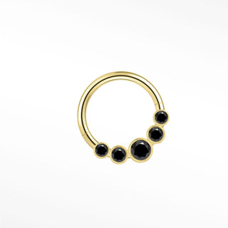Clicker 16G Black Diamond Bezel Curved 14K Yellow
