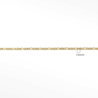 1.5mm Figaro Diamond Cut 14k Gold Chain